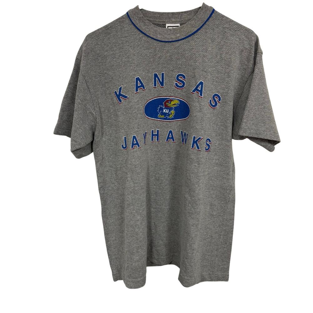 Vintage Kansas Jayhawks Short Sleeve T-Shirt Size Large Gray Savvy Brand